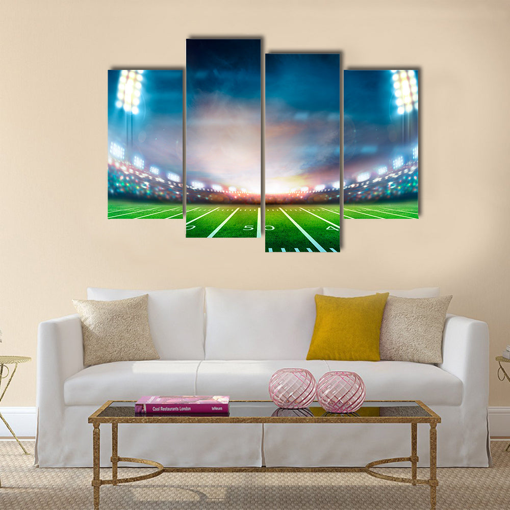 Lights at night and stadium Multi panel canvas wall art