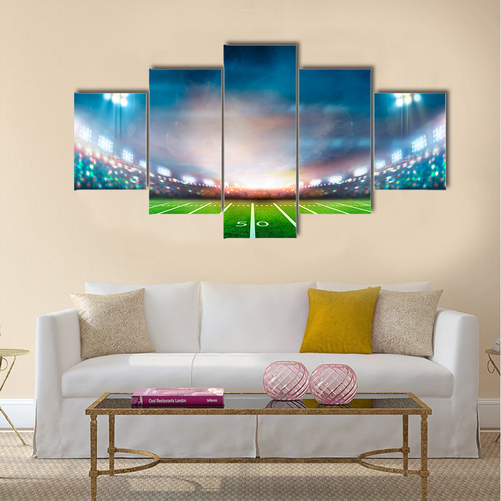 Lights at night and stadium Multi panel canvas wall art