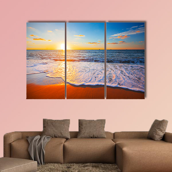 Sunset and sea Multi panel canvas wall art