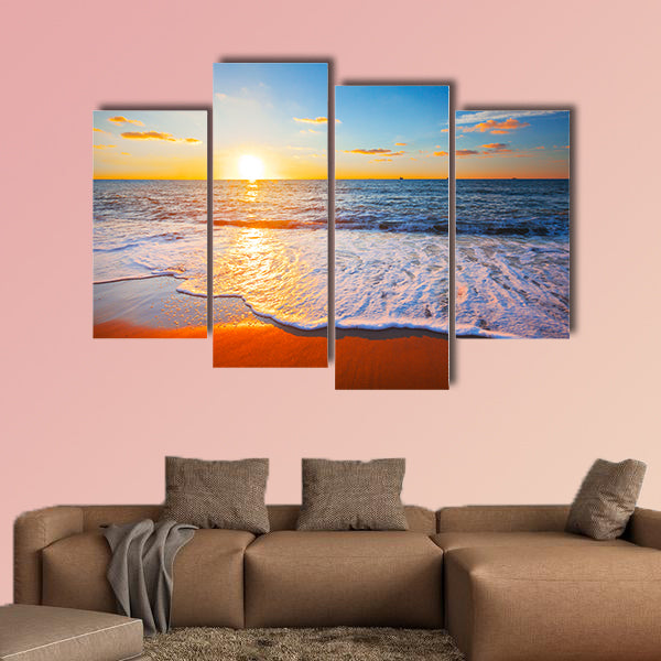 Sunset and sea Multi panel canvas wall art