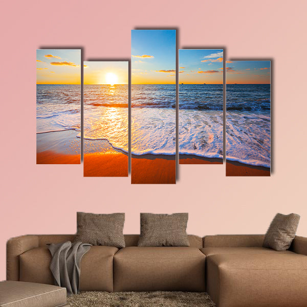 Sunset and sea Multi panel canvas wall art