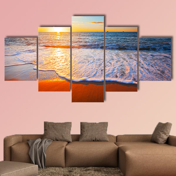 Sunset and sea Multi panel canvas wall art