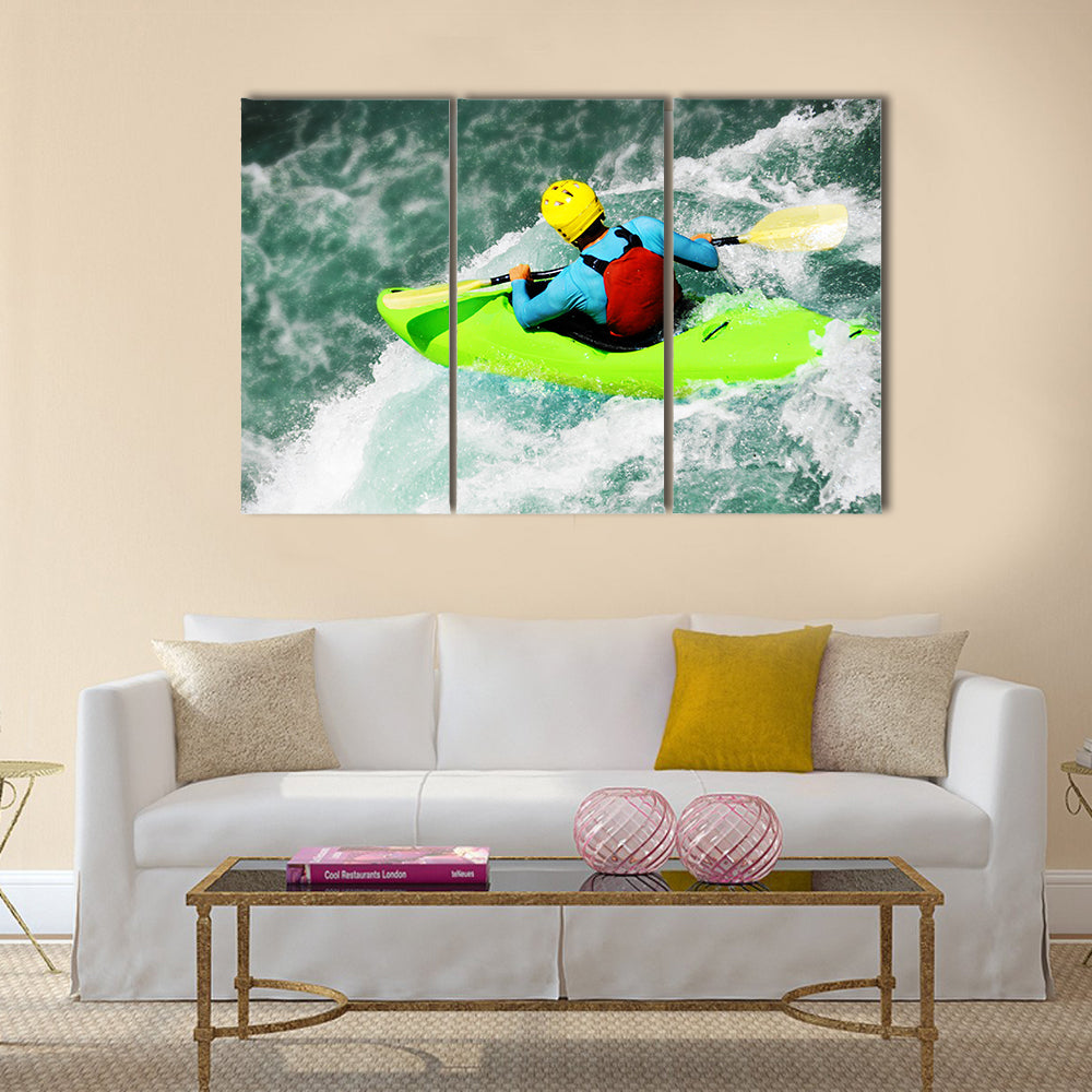 White water Kayaking, extreme fall  Multi panel canvas wall art