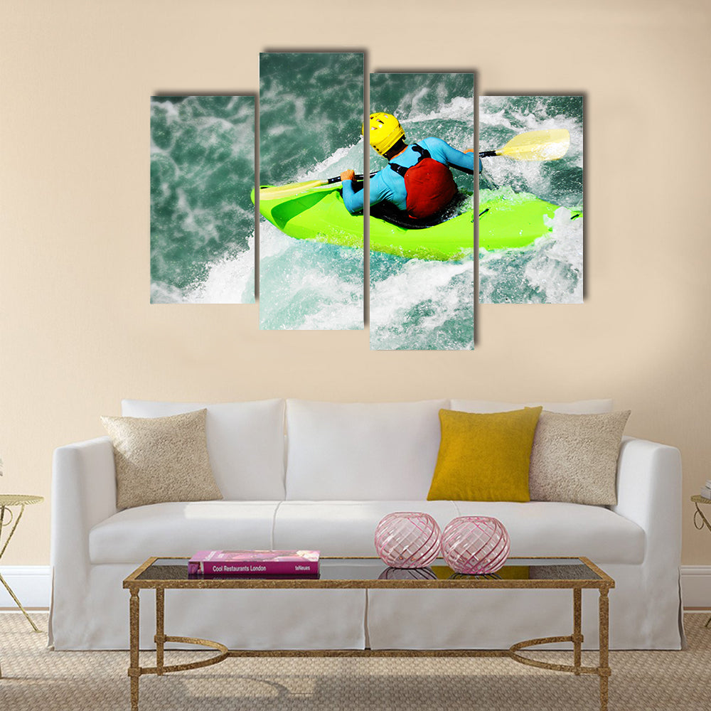 White water Kayaking, extreme fall  Multi panel canvas wall art