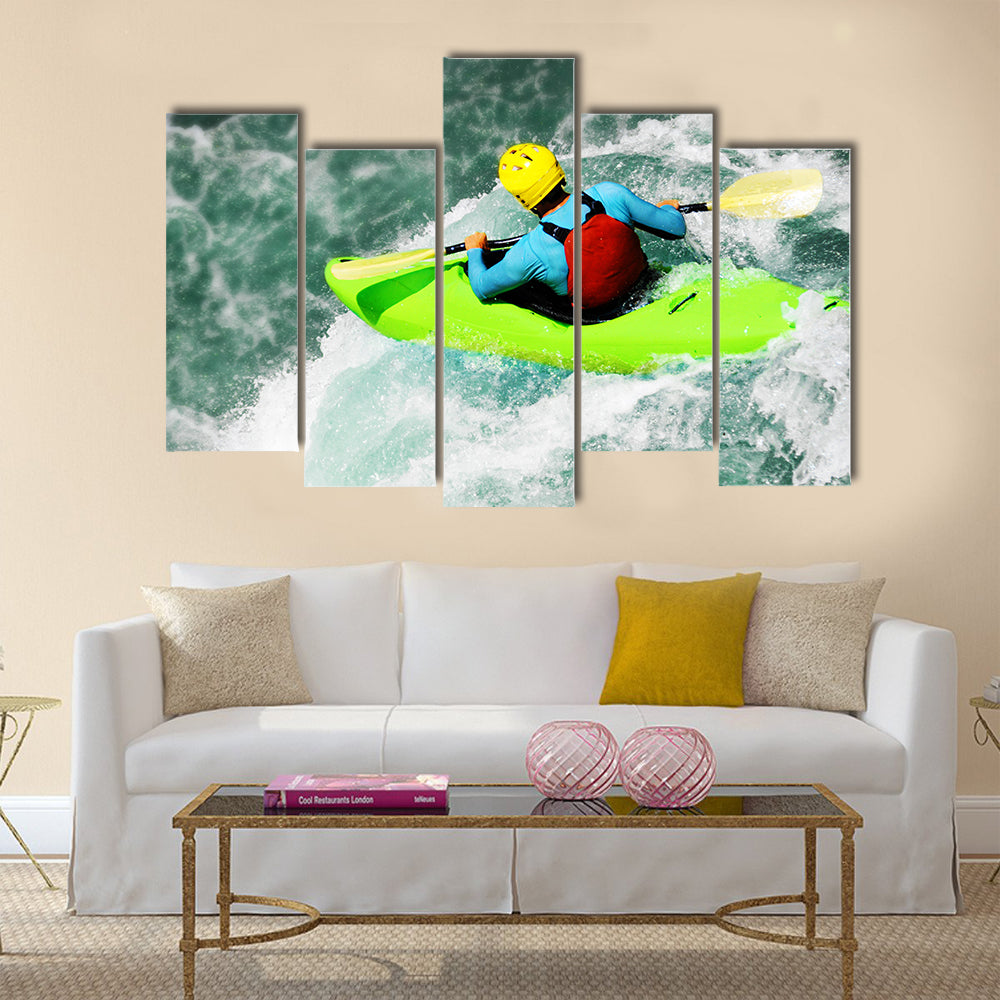 White water Kayaking, extreme fall  Multi panel canvas wall art