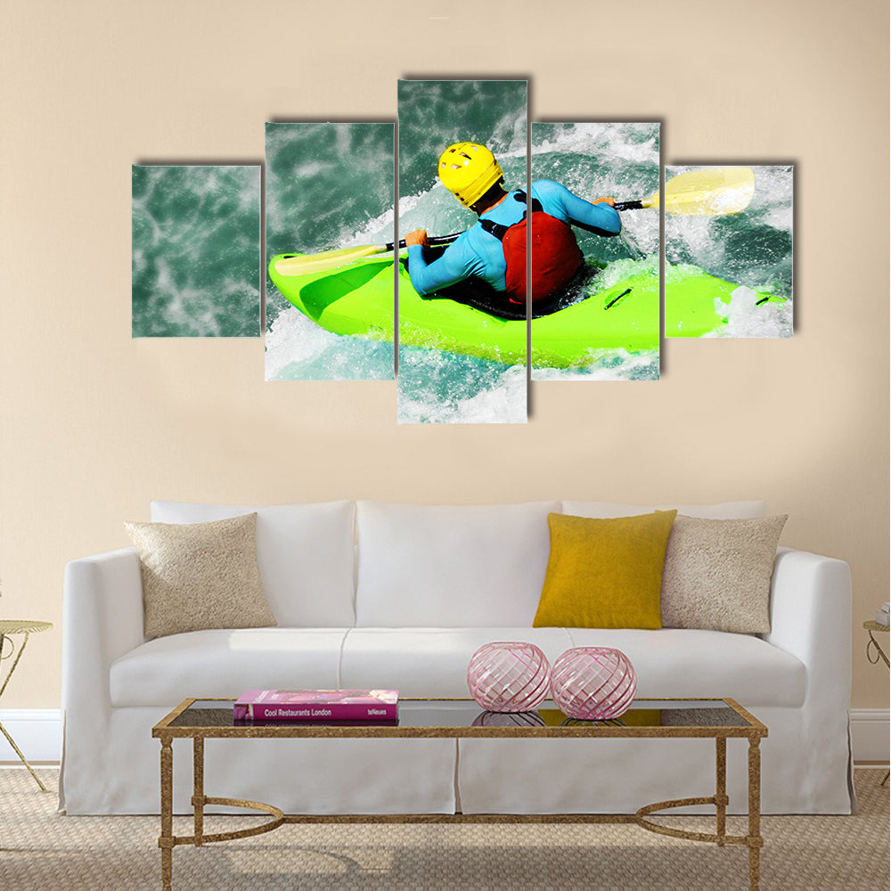 White water Kayaking, extreme fall  Multi panel canvas wall art