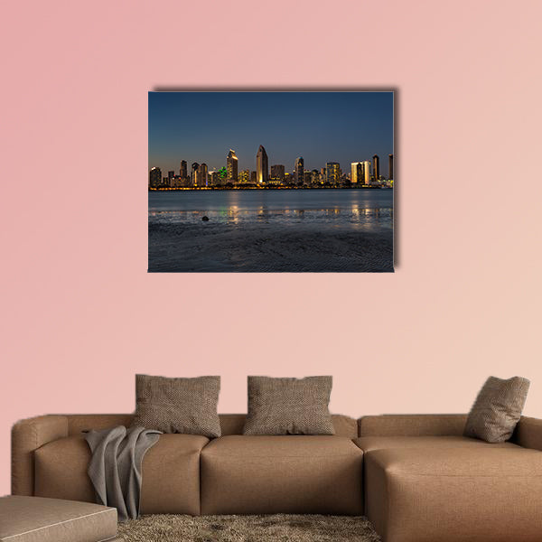 Skyline of San Diego California USA taken at dusk multi panel canvas wall art
