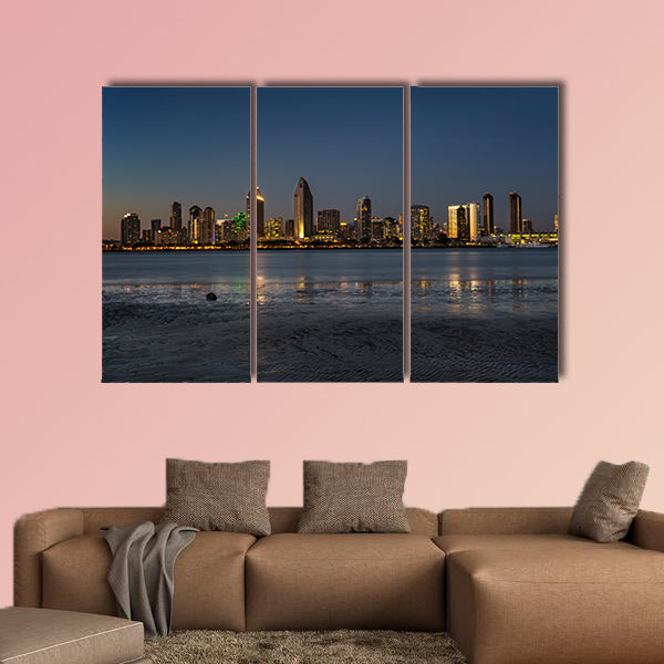 Skyline of San Diego California USA taken at dusk multi panel canvas wall art