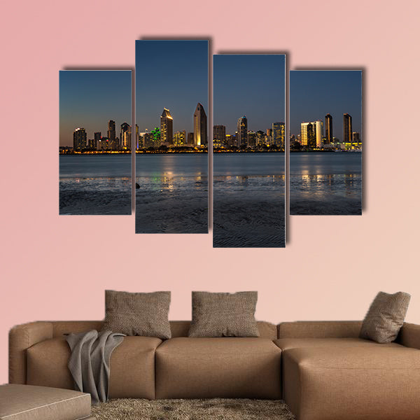 Skyline of San Diego California USA taken at dusk multi panel canvas wall art