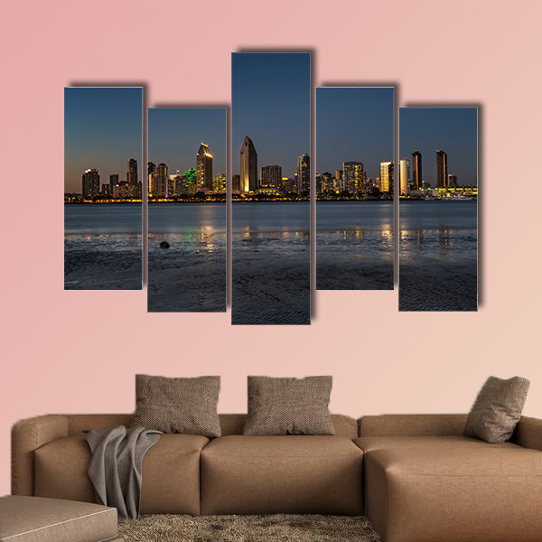 Skyline of San Diego California USA taken at dusk multi panel canvas wall art