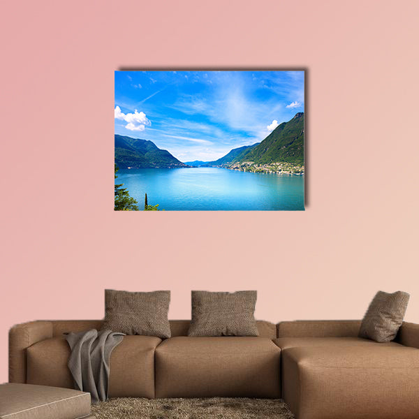 Como Lake landscape Cernobbio village in the Italy, Europe multi panel canvas wall art