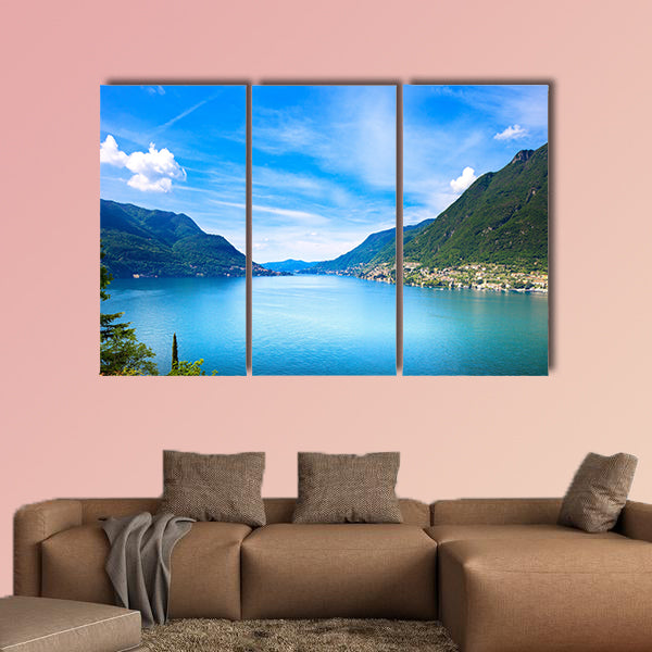 Como Lake landscape Cernobbio village in the Italy, Europe multi panel canvas wall art