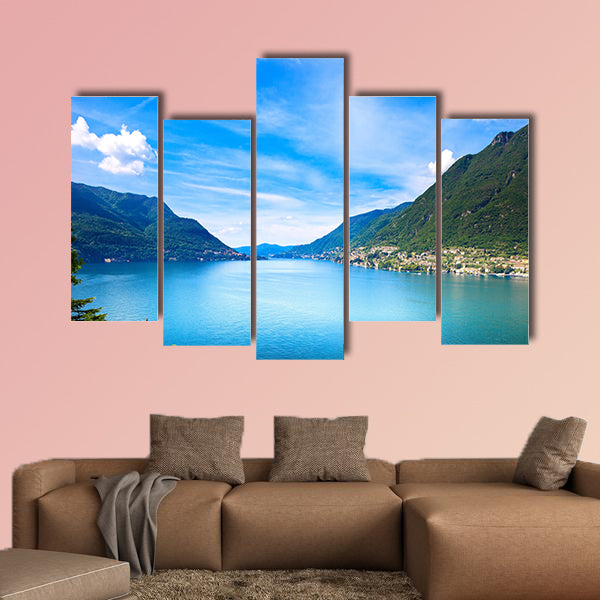 Como Lake landscape Cernobbio village in the Italy, Europe multi panel canvas wall art