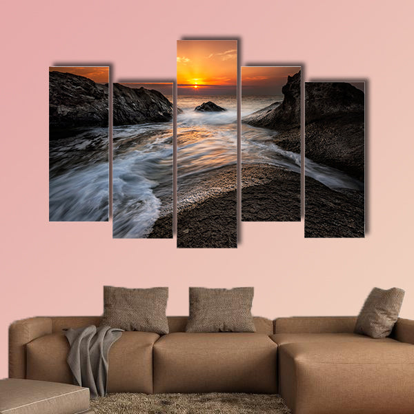 Sea sunrise at the Black Sea coast Rezovo, multi panel canvas wall art