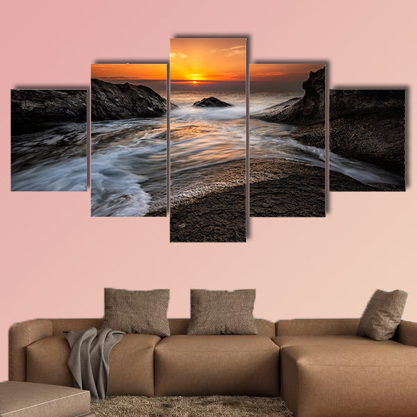 Sea sunrise at the Black Sea coast Rezovo, multi panel canvas wall art