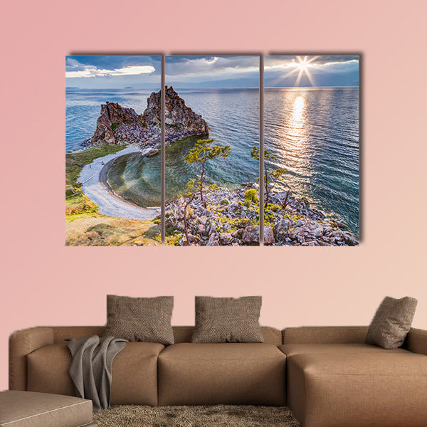 Shaman Rock, Lake Baikal in Russia Multi panel canvas wall art