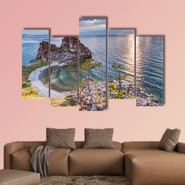 Shaman Rock, Lake Baikal in Russia Multi panel canvas wall art