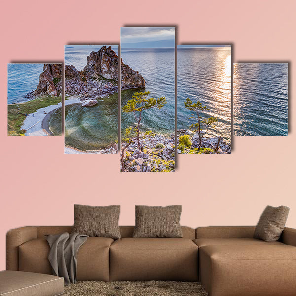 Shaman Rock, Lake Baikal in Russia Multi panel canvas wall art