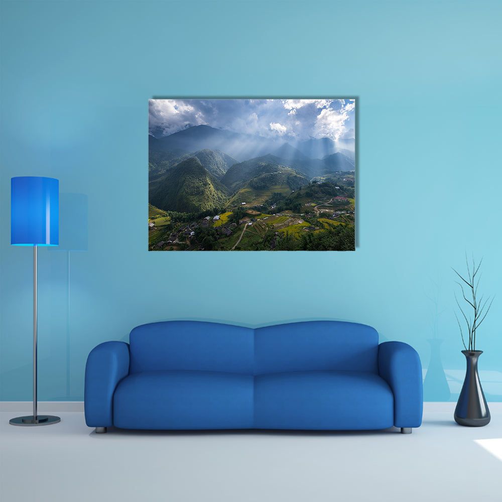 Rice fields on terraced in sunset at Sapa, Lao Cai, multi panel canvas wall art