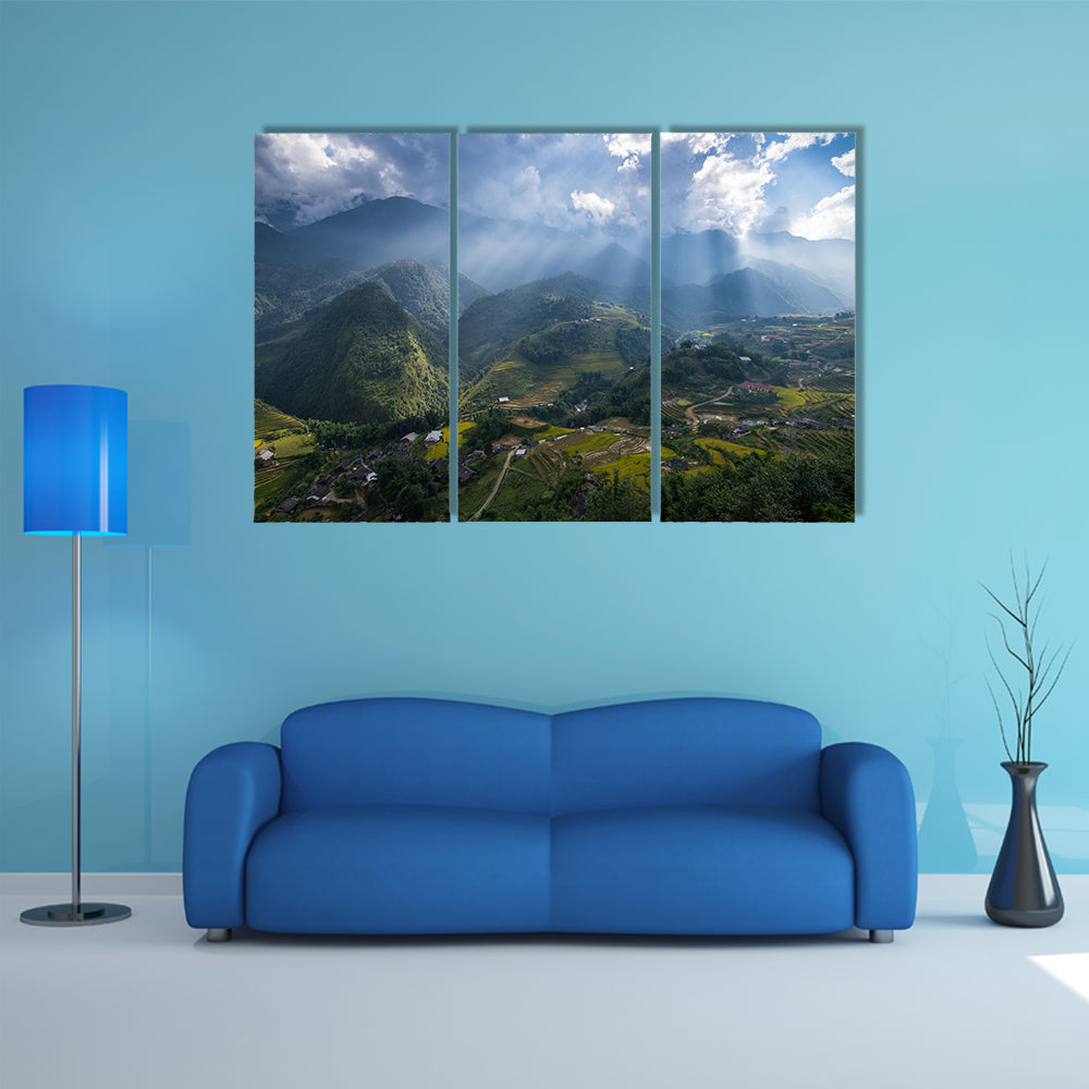 Rice fields on terraced in sunset at Sapa, Lao Cai, multi panel canvas wall art