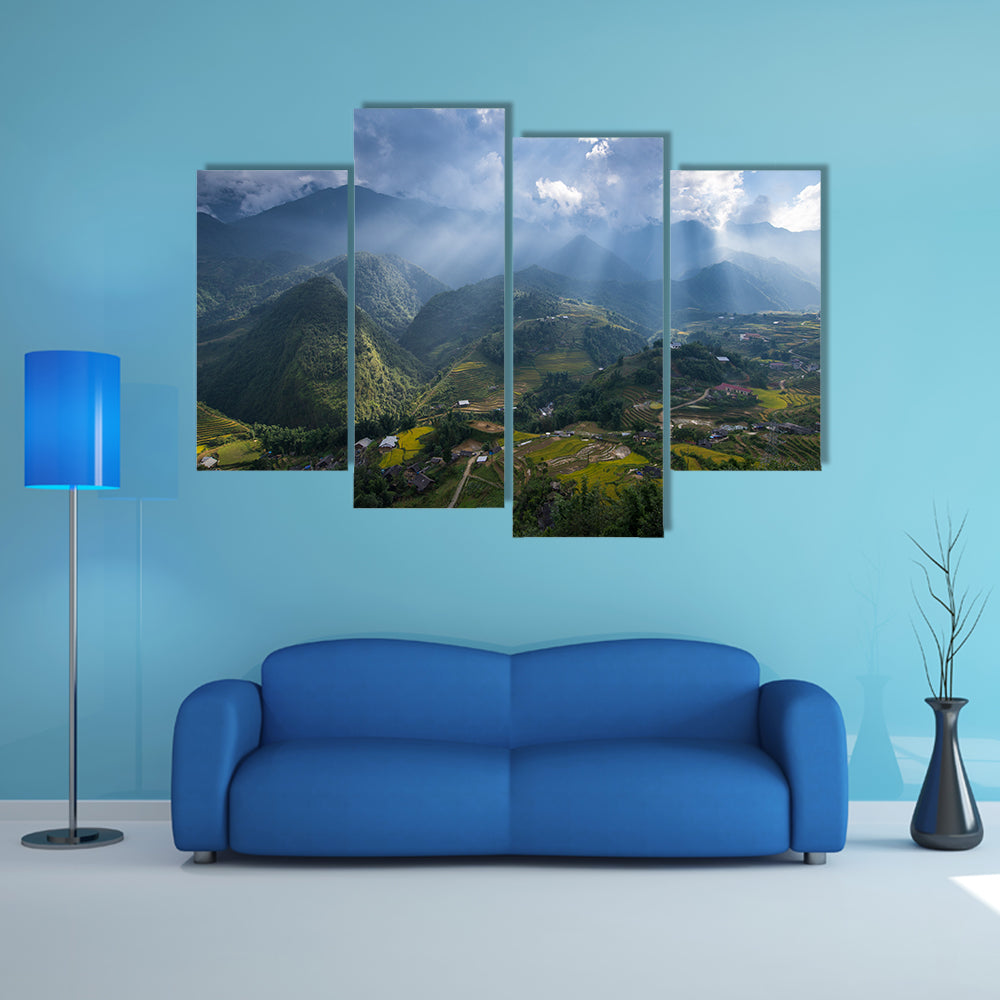 Rice fields on terraced in sunset at Sapa, Lao Cai, multi panel canvas wall art