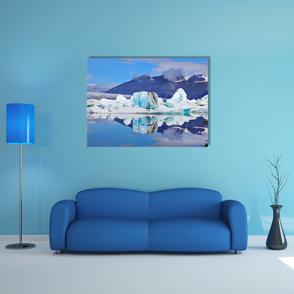 Sunrise, Icebergs and ice floes floating in the Gulf of Jökulsárlón in Iceland multi panel canvas wall art