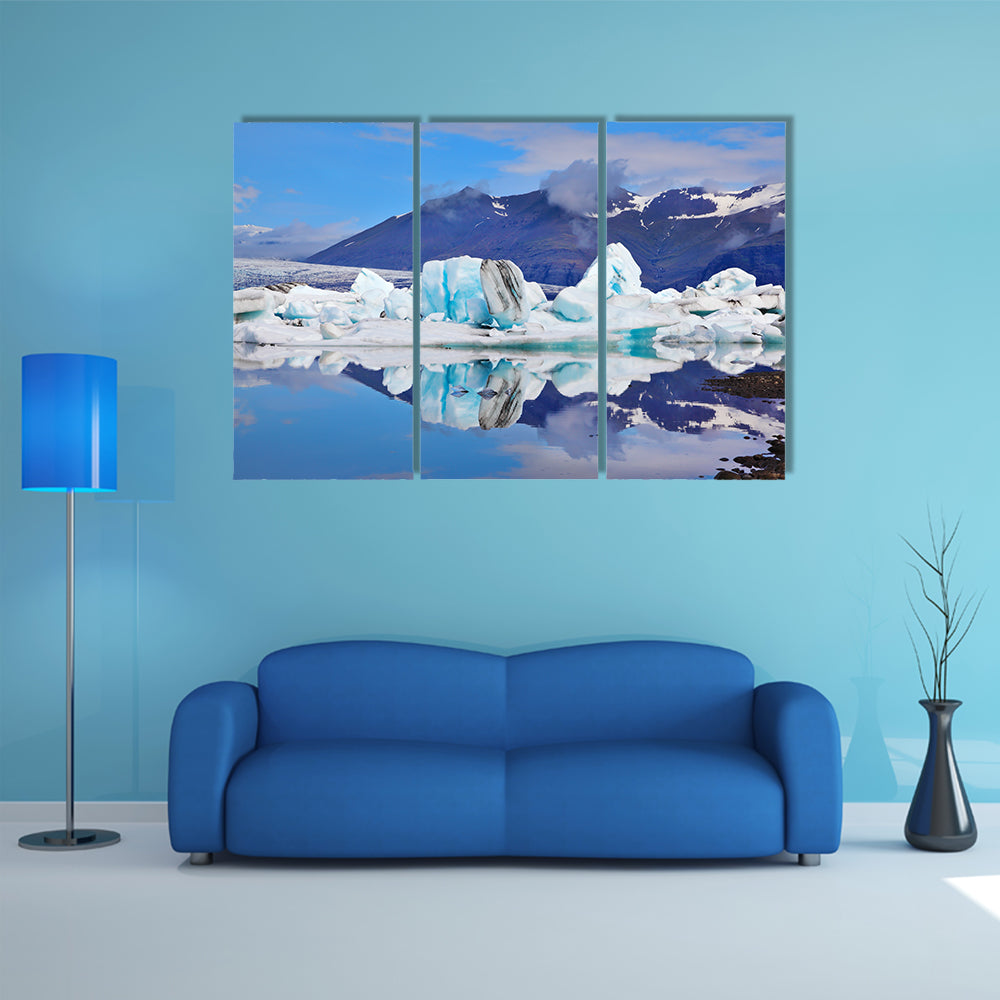 Sunrise, Icebergs and ice floes floating in the Gulf of Jökulsárlón in Iceland multi panel canvas wall art