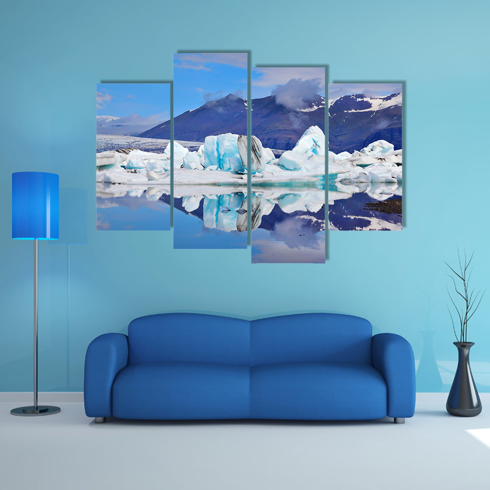 Sunrise, Icebergs and ice floes floating in the Gulf of Jökulsárlón in Iceland multi panel canvas wall art