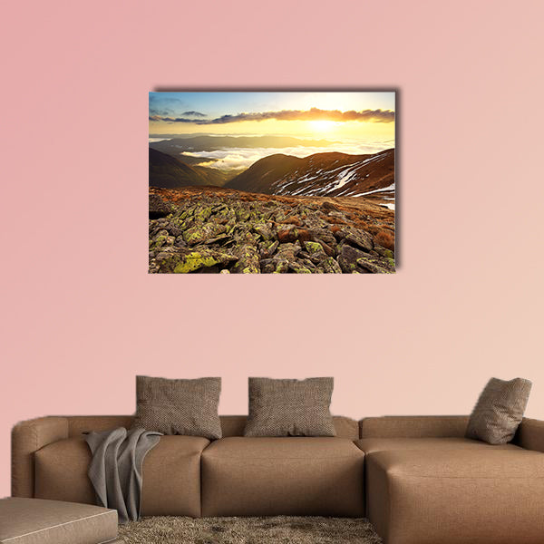 Stones on hill during sunset, beautiful natural  multi panel canvas wall art