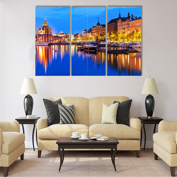 Scenic summer evening panorama of Old Port pier architecture Multi panel canvas wall art