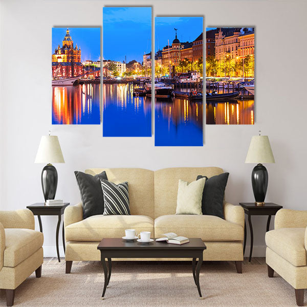 Scenic summer evening panorama of Old Port pier architecture Multi panel canvas wall art