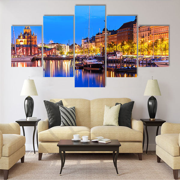 Scenic summer evening panorama of Old Port pier architecture Multi panel canvas wall art