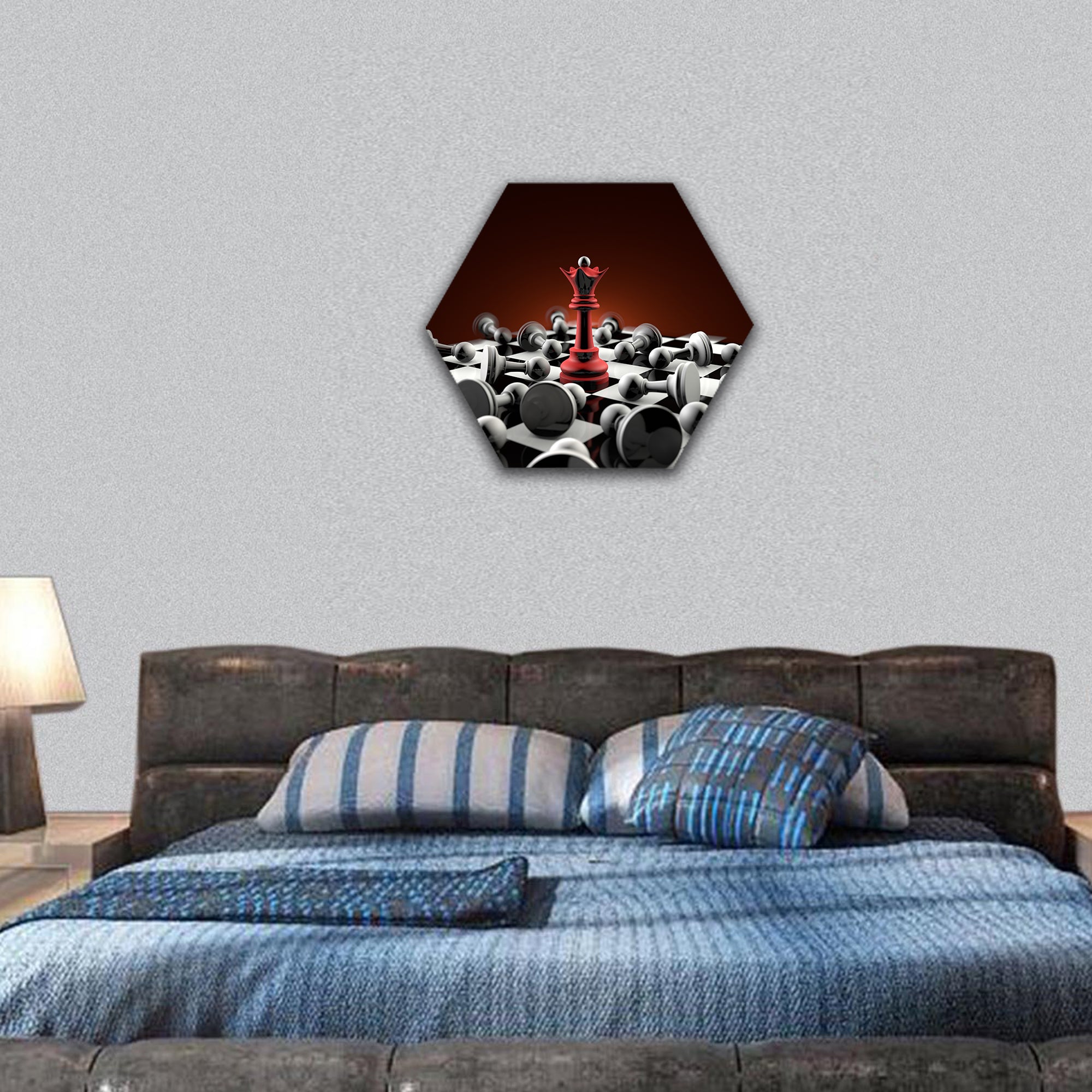 Dramatic art of chess composition hexagonal canvas wall art