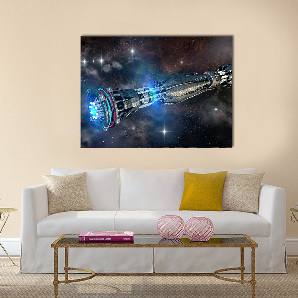 Alien mothership in deep space, for futuristic, fantasy or interstellar travel backgrounds, Multi Panel Canvas Wall Art