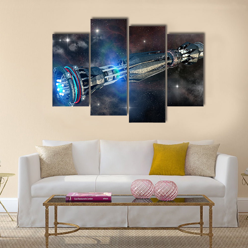 Alien mothership in deep space, for futuristic, fantasy or interstellar travel backgrounds, Multi Panel Canvas Wall Art