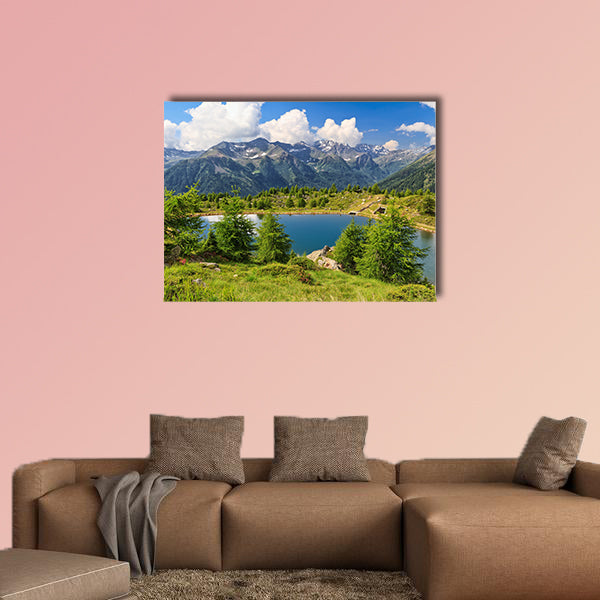 Doss dei Gembri small lake in Pejo Valley, Trentino, Italy Multi panel canvas wall art