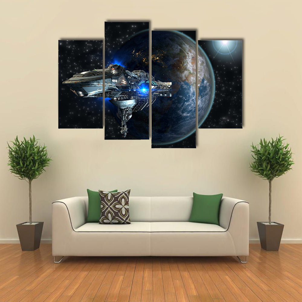 Futuristic Space Travel Multi Panel Canvas Wall Art