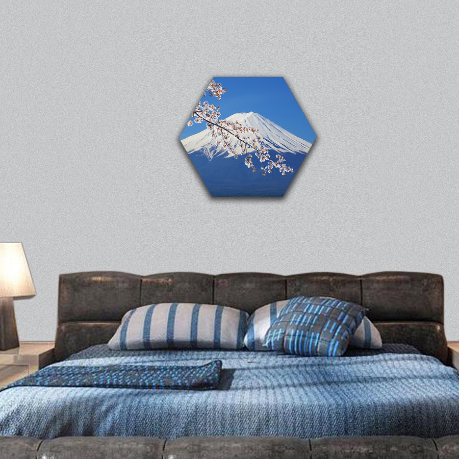 Peak of Mount Fuji with Cherry Blossom, Japan hexagonal canvas wall art