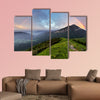 Rainbow over mountain peak Multi panel canvas wall art