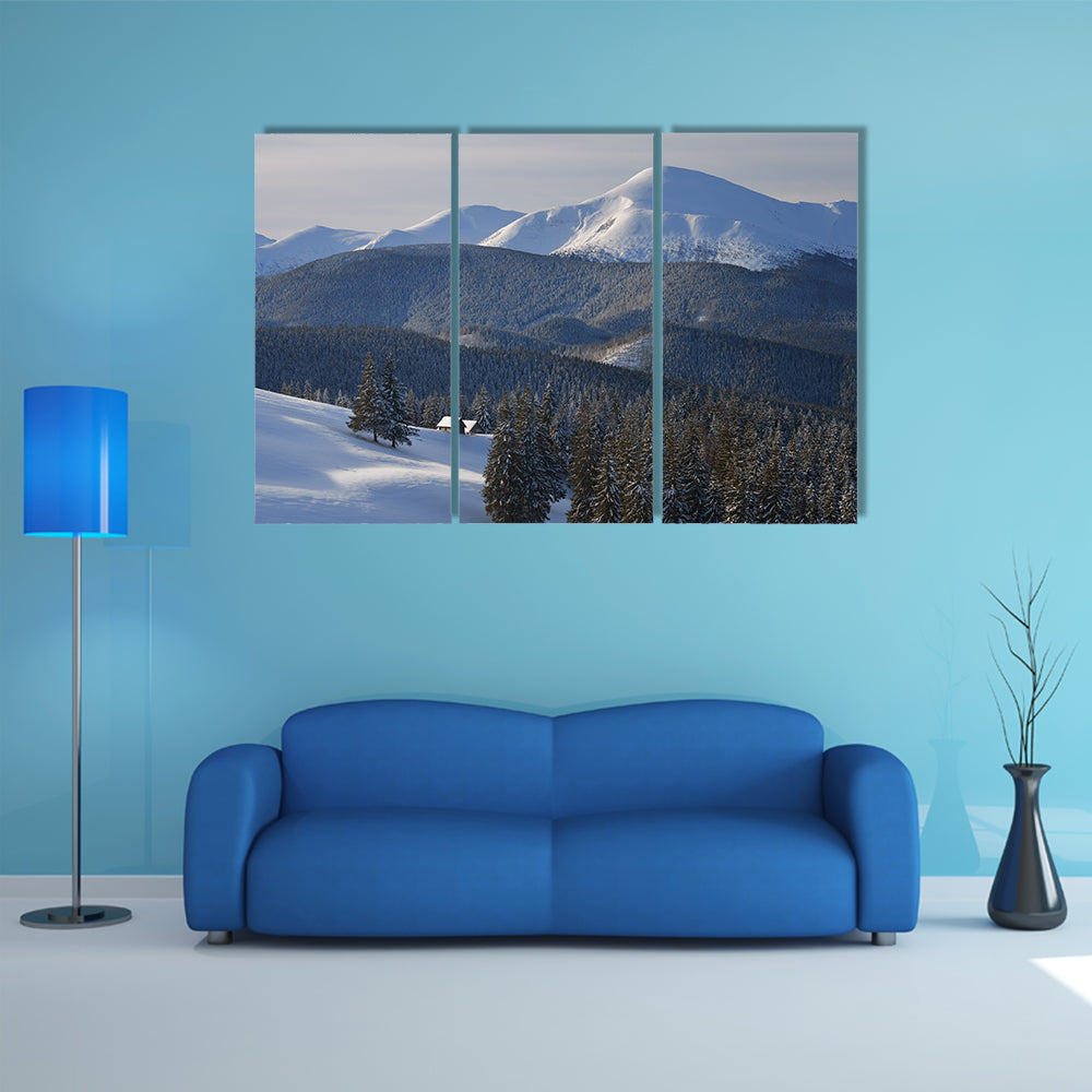 A Fabulous View Of Wooden Houses In The Mountains Multi Panel Canvas Wall Art