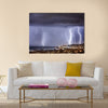 Night cityscape with strong lightning Multi Panel Canvas Wall Art