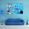 robot manipulates chemical tubes in the laboratory multi panel canvas wall art