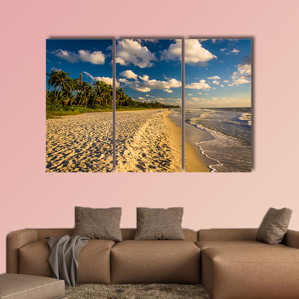 Evening light at the beach in Naples, Florida multi panel canvas wall art