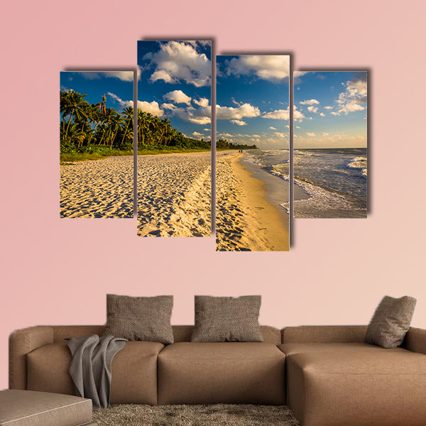 Evening light at the beach in Naples, Florida multi panel canvas wall art