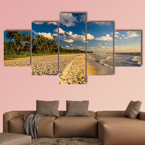 Evening light at the beach in Naples, Florida multi panel canvas wall art