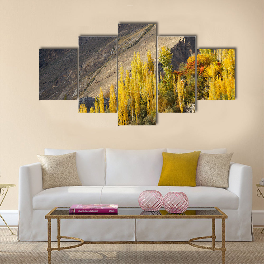 Hunza Valley in autumn,Northern area of Pakistan multi panel canvas wall art