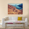 Beautiful landscape, curve road in dry Arabian mountains over sea, exotic travel to the Arab country, multi panel canvas wall art