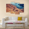 Beautiful landscape, curve road in dry Arabian mountains over sea, exotic travel to the Arab country, multi panel canvas wall art