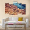 Beautiful landscape, curve road in dry Arabian mountains over sea, exotic travel to the Arab country, multi panel canvas wall art