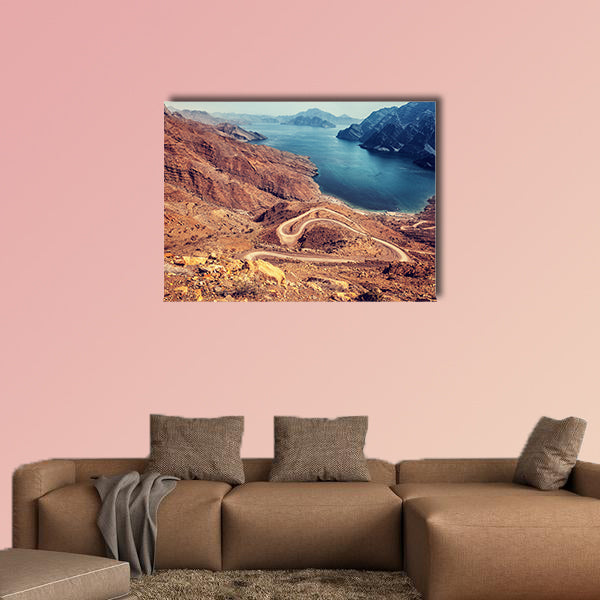  Beautiful landscape, curve road in dry Arabian mountains over sea wall art
